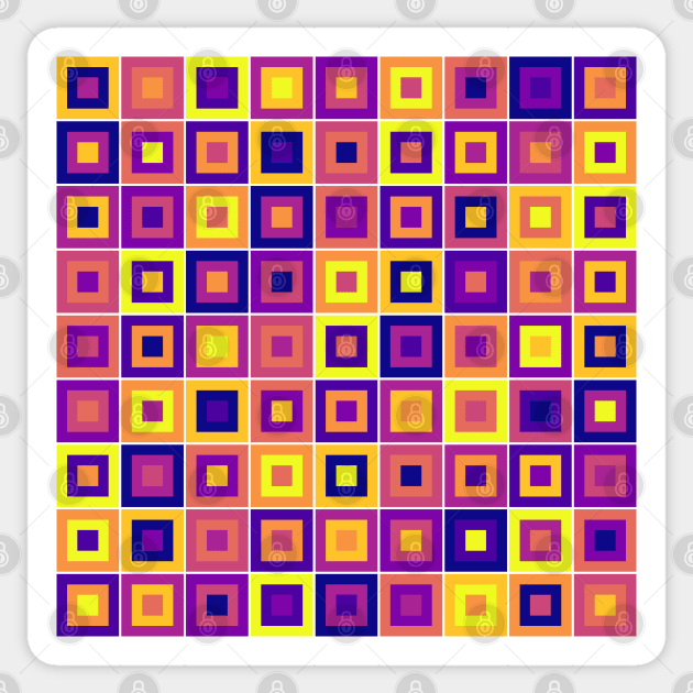 Abstract Square Geometric | Pop Fashion Modern Fusion Layered Blue Red Yellow Regular Sticker by aRtVerse